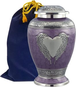 Urna Funeraria para Adultos, Alas Plateadas Amarillas, Acabado Mate Hecho a Mano, Diseño Moderno, Capacidad Personalizable, Almacenamiento de Cenizas Conmemorativas para Siempre - Product Image 3