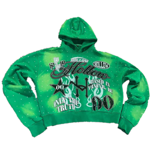 Sweat à capuche personnalisé 100% coton pour hommes avec fermeture éclair et lavage à l'acide Double fermeture éclair avec strass délavés au soleil 3D impression bouffante Vintage French Terry Boxy Hoodie - Product Image 3