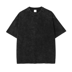 เสื้อยืดโอเวอร์ไซส์ผ้าฝ้าย100% สำหรับผู้ชายเสื้อยืดลายสก็อตผ้าซัก300Gsm วินเทจซักกรดออกแบบได้ตามที่ต้องการ - Product Image 3