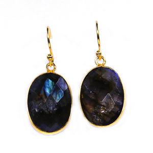 Gemvanity 925 Sterling Silver Classic <b>Wedding</b> and Engagement Charm Earrings Set <b>Gold</b> Plated Labradorite Gemstone <b>for</b> Women - Product Image 2