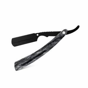 Navaja de Barbero Recta con Mango de Plástico Marmoleado y Soporte Reutilizable - Product Image 1