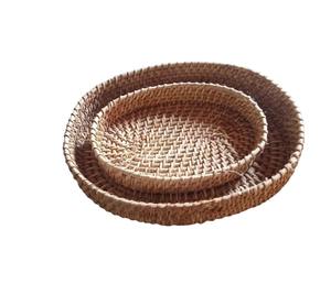 Plateau de service en rotin de bambou fabriqué à la main classique ensemble 2 paniers de Fruits tissés organisateur de cuisine rustique pour la décoration intérieure utilisation au Restaurant - Product Image 5