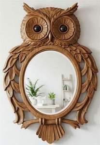 Miroir décoratif en bois en forme de hibou Lixora Furniture - Design luxueux multifonctionnel pour salle de bain et appartement - Product Image 4