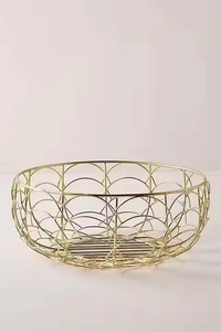 Luxurious Gold Plated Custom Metal <b>Wicker</b> Storage <b>Basket</b> Decent Quality for Fruits and Snacks Latest Arrival - Product Image 2