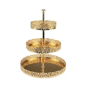 Dekoratif İnanılmaz amerikan kek standı tepsiler üç katmanlı antika altın kaplı Premium kalite Engagement pasta nişan için standı