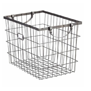 Wholesaler Black Powder Coating Iron <b>Wire</b> <b>Baskets</b> Rectangle Shape Tabletop Multi Purpose <b>Storage</b> <b>Baskets</b> With Handle - Product Image 1