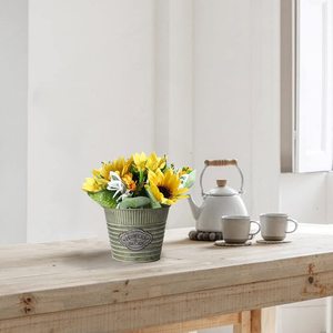 Support de jardinière en métal galvanisé avec poignée en corde pour jardinière décorative de ferme et de jardin - Product Image 3