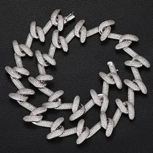 Stylish ICE Jewelry Hook Design Hip Hop Iced Out Cuban Link <b>Necklace</b> High Quality wholesale and <b>cheap</b> - Product Image 3