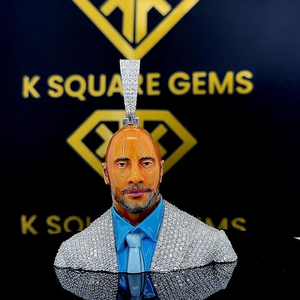 Pendentif en moissanite émail photo 3D pour enfants personnalisé en argent 925 avec design personnalisable - Product Image 1