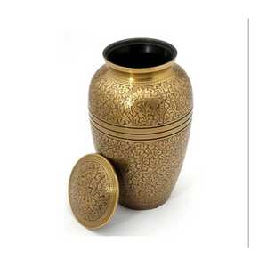 Hot Selling Hand Crafted Flower Urn Funeral Urn For Human White Aluminium Urn Cremation Manufacturer From India With Top Quality - Product Image 3