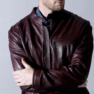 Veste de motard en cuir véritable pour hommes en toile imperméable écologique hiver usine personnalisée style High Street - Product Image 5