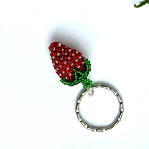 Porte-clés en perles de quartz rose et de fraise aux couleurs mélangées pour femmes, mignon, écologique, durable, imperméable, cadeau - Product Image 4