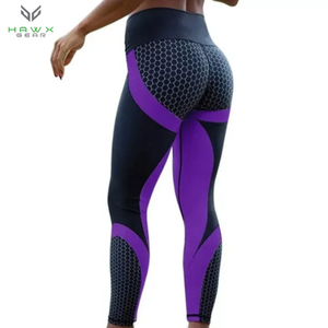 Venta al por mayor medias atléticas Leggings mujeres cintura alta Patchwork malla 100% algodón secado rápido transpirable activo Fitness deportes - Product Image 3