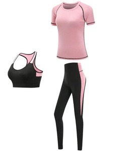 Conjunto de ropa deportiva de Yoga de secado rápido para mujer, lana frontal sólida/poliéster, antiarrugas, transpirable, Fitness, gimnasio, entrenamiento, abrigo de 4 piezas, sujetador - Product Image 3