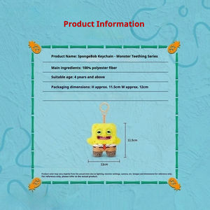 Porte-clés authentique et tendance Fuggler, breloque de sac en peluche amusante Monstre aux dents moches Bob l'éponge, idéal pour cadeau ou décoration - Product Image 3