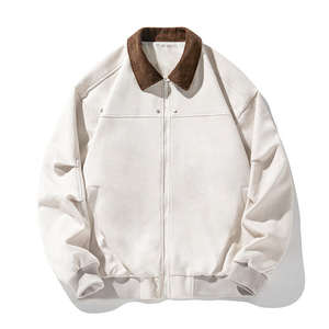 Foreign Trade Cross-Border Wholesale Autumn American Workwear-Style Retro Stand Loose Zipper Front Canvas <b>Denim</b> <b>Jacket</b> 100% - Product Image 2