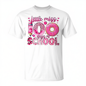 Camiseta Little Miss 100 Days Of School para niñas, diseño de donut rosa, celebración del 100.º día - Product Image 2