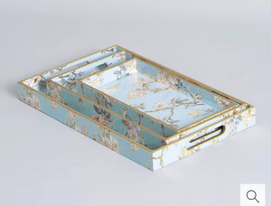 Bandeja artesanal India hecha a mano bandeja de madera rectangular de 14x10 pulgadas con arte impreso vibrante para comida y decoración - Product Image 6