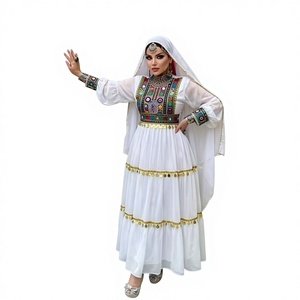 Hot Selling Women's Long Sleeve Lace Embroidered Patch Design High Quality Vintage A-Line Full-Length Party Afghani Kuchi Dress - Product Image 1