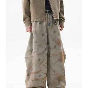 Jeans homme taille moyenne coupe droite 100% coton tissu assouplissant imperméable pour usage quotidien vêtements de travail et style de rue - Product Image 3