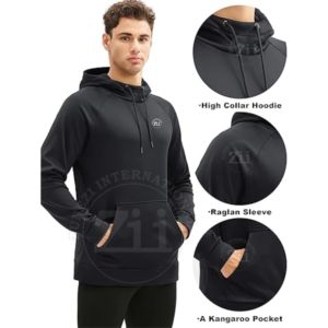 Sweat à capuche d'hiver pour hommes avec poche kangourou Impression numérique 100% Coton Polaire Séchage rapide Respirant Outdoor Pullover Hoodie - Product Image 2