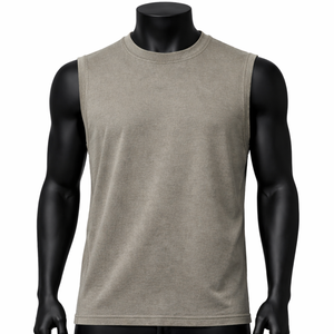 Camiseta sin mangas para hombre, color sólido, minimalista, de algodón premium, estilo urbano, para gimnasio, fitness, musculación, con logo personalizado, chaleco de verano - Product Image 1