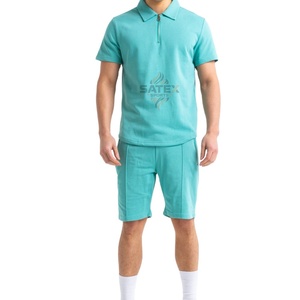 Ensemble décontracté deux pièces personnalisé pour homme, en coton uni, t-shirt et short, idéal pour l'entraînement estival – Vente en gros OEM - Product Image 2