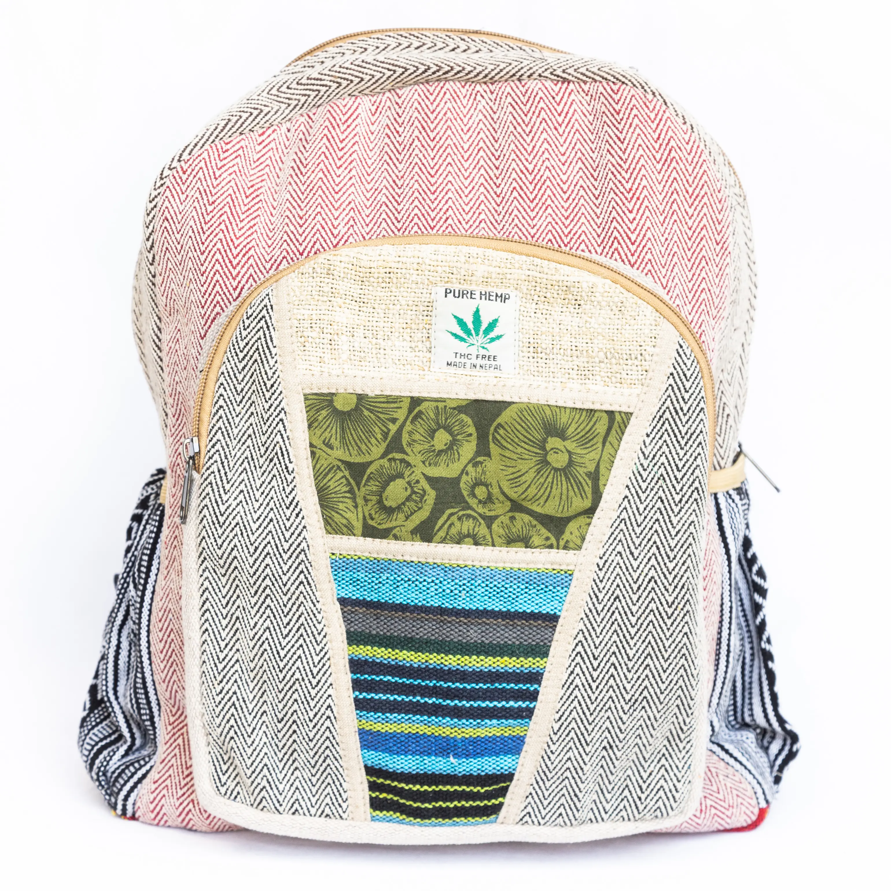 Mini mochila cânhamo artesanal do Nepal sustentável escola e bolsa de ombro faculdade