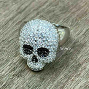 Anillo de Calavera Redonda de Plata 925 con Moissanita VVS para Hombre, Estilo Hip Hop Único para Fiestas, con Efecto Iced Out, Regalo de Boda, Chapado en Oro Blanco - Product Image 1