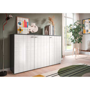 Cassettiera Design Tedesco in MDF Colore Imitazione Antracite 138x86cm Monte - Product Image 5