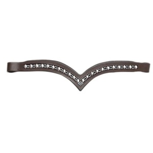 Banda de ceja de caballo de cuero acolchado de canal vacío en forma de V profunda personalizada con cadena de diamantes de imitación de una sola fila - Product Image 1