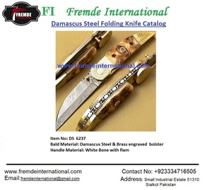 Couteau pliant en acier damas et traversin de damas Couteau pliant de poche fait à la main de haute qualité - Product Image 6