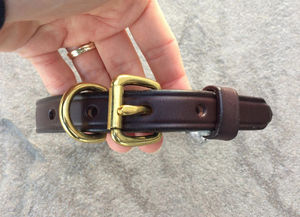 Collar de Perro de Cuero de Grano Completo de Primera Calidad con Hebilla de Latón Chapada en Oro - Product Image 4