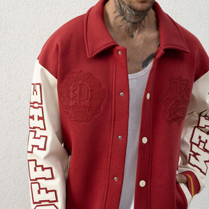 Wholesale Custom Stylish Chenille Embroidery Patched Genuine Leather Sleeves <b>Plain</b> Baseball Plus Size Men's <b>Varsity</b> <b>Jackets</b> - Product Image 6