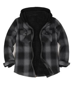 Wholesale New Plus Size Bonded Streetwear <b>Flannel</b> Casual Fleece Hooded Plaid Men's Warm Winter Shirt <b>Jacket</b> - Product Image 1