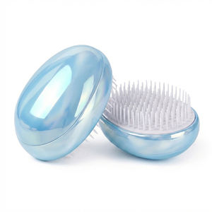 Brosse à cheveux en plastique en forme d'œuf, démêlante, massage du cuir chevel, peigne tendance, portable, voyage, avec logo personnalisé - Product Image 3