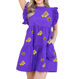 Robe décontractée pour femme, service OEM, vente chaude, pour les jours de match, avec patchs de sequins cousus à la main, pour les équipes sportives, 2026, naturelle et respirante - Product Image 3