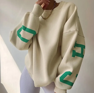 Y2K femmes surdimensionné sweat à col rond 2024 Logo personnalisé lettre impression pull tricoté pour l'hiver avant Logo Position - Product Image 2