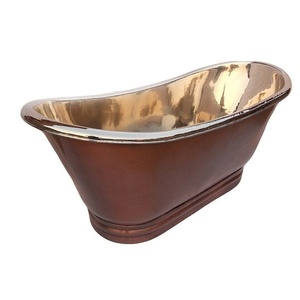 Direct Factory Wholesale Handcrafted Designer Oval Shaped Heavy Copper Bathtub Modern Embedded Fresh Adult Apron for Bathroom - Product Image 5