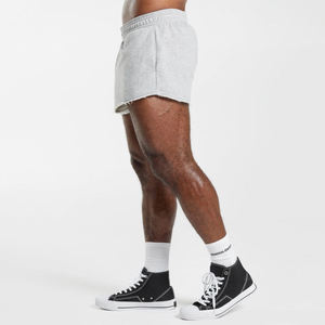 Logo de personnalisation du service OEM, poche latérale en coton anti-rétrécissement, coupe brute, short de sport gris ajusté pour hommes, vêtements de rue décontractés, courts - Product Image 4