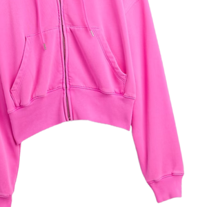 Sweat-shirt à capuche en molleton surdimensionné pour femme, rose, avec fermeture éclair, streetwear, décontracté, écologique, veste à capuche, coton doux, chaud, hiver - Product Image 6