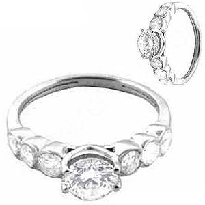 แหวนเพชรทรงรี CZ สำหรับผู้หญิง-ชุบโรเดียม เงินสเตอร์ลิง ของขวัญแทนใจ - Product Image 2