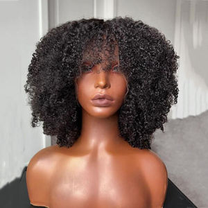 Perruque Lace Front en Cheveux Humains Vietnamiens Bouclés Kinky, Couleur Orange, Longueur Courte, Super Double Drawn, pour Femmes Noires - Product Image 2