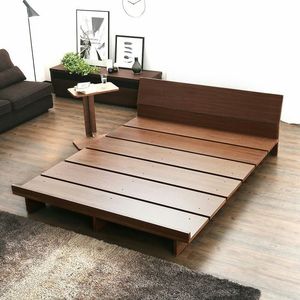 Modern Solid Teak Low <b>Platform</b> <b>Bed</b> <b>Frame</b> Japanese Minimalist Wooden Bedroom Furniture - Product Image 1