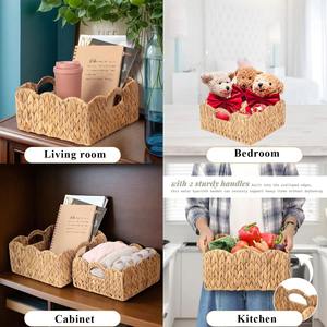 Ensemble de 2 paniers tissés carrés avec ouvertures en forme de coquille Panier de rangement fait à la main Vente en gros écologique Fabriqué au Vietnam - Product Image 5