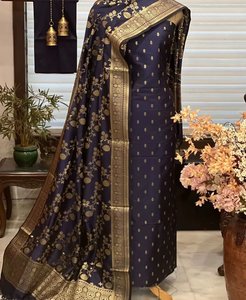 ชุดผ้าไหมบาแนรัสี คาตัน พรีเมียม แบบดั้งเดิมสำหรับผู้หญิง สวมใส่สบาย แบบยังไม่เย็บ 3 ชิ้น ชุดพื้นเมืองสำหรับงานปาร์ตี้ งานเฉลิมฉลองทางวัฒนธรรม จัดส่งรวดเร็ว - Product Image 2