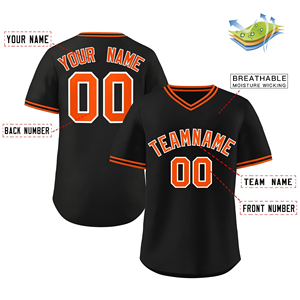 Camisetas de béisbol personalizadas, uniforme de equipo negro, naranja, azul, nombre personalizado, número, sublimado, transpirable, secado rápido, 100% poliéster - Product Image 2