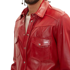Venta caliente Camisas de cuero de los hombres de alta calidad Botón abajo Mangas completas Polo Collar Tamaño 6XL Precio barato - Product Image 4