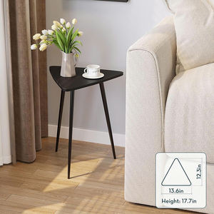 Table de chevet et canapé étroite pour petits espaces Petite table d'appoint triangulaire noire moderne - Product Image 1
