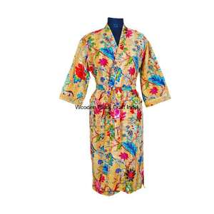 Handmade 100% Pure Cotton Kantha Spring Autumn Vintage Quilted Kimono Bohemian Print Long <b>Oversize</b> <b>Cardigans</b> Beach Casual Wears - Product Image 1